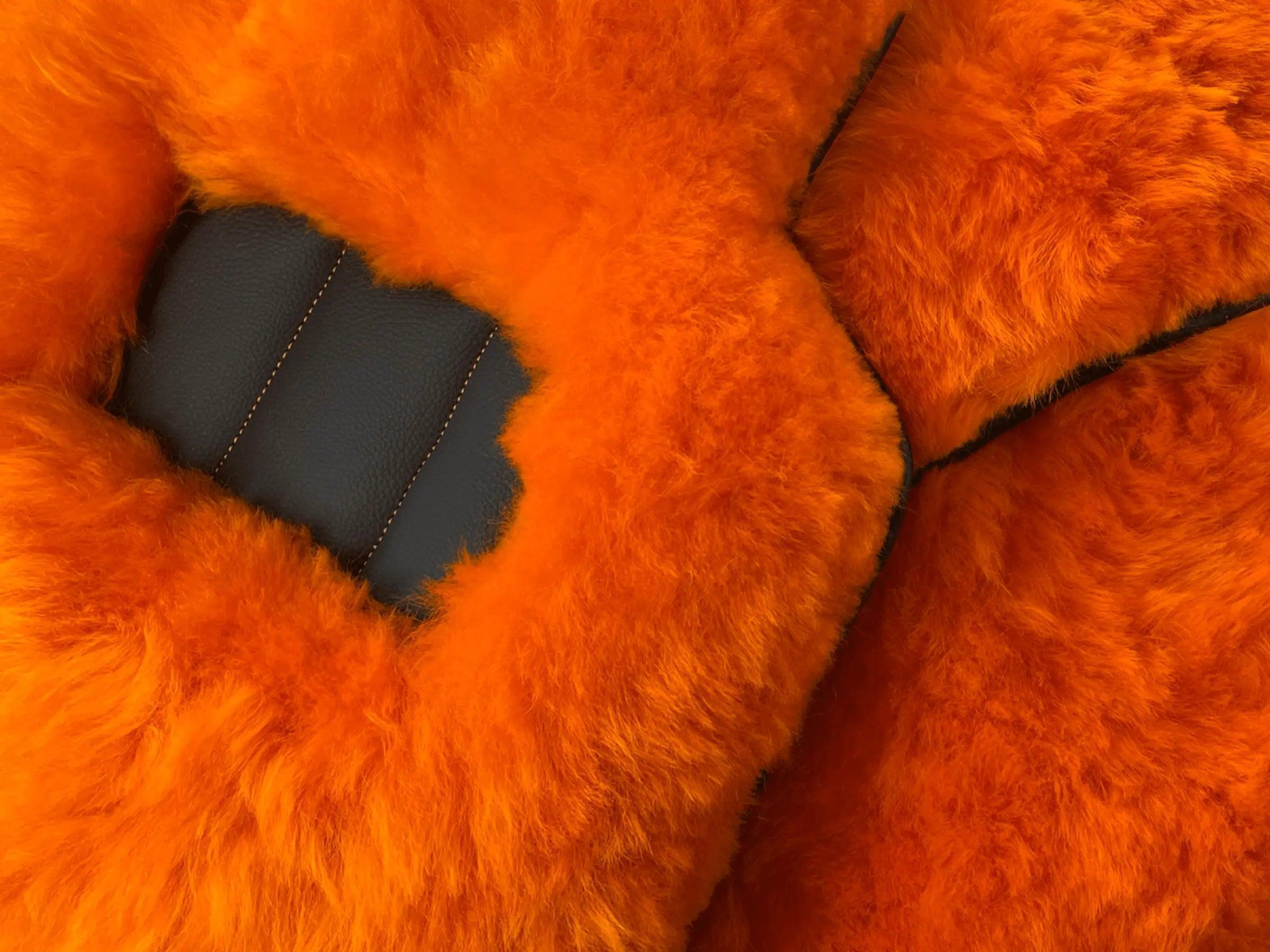 Orange Sheepskin Floor Mats For Bentley Flying Spur (2005-2013) Er56 Design Brand - AutoWin