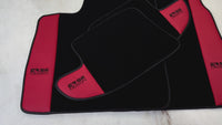 Tapetes de carro pretos para Bentley Continental GT (2003–2011) com couro vermelho | Design ER56