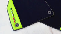 Black Floor Mats for Lamborghini Aventador with Green Leather