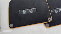 Black Floor Mats for Lamborghini Huracan STO with Orange Trim