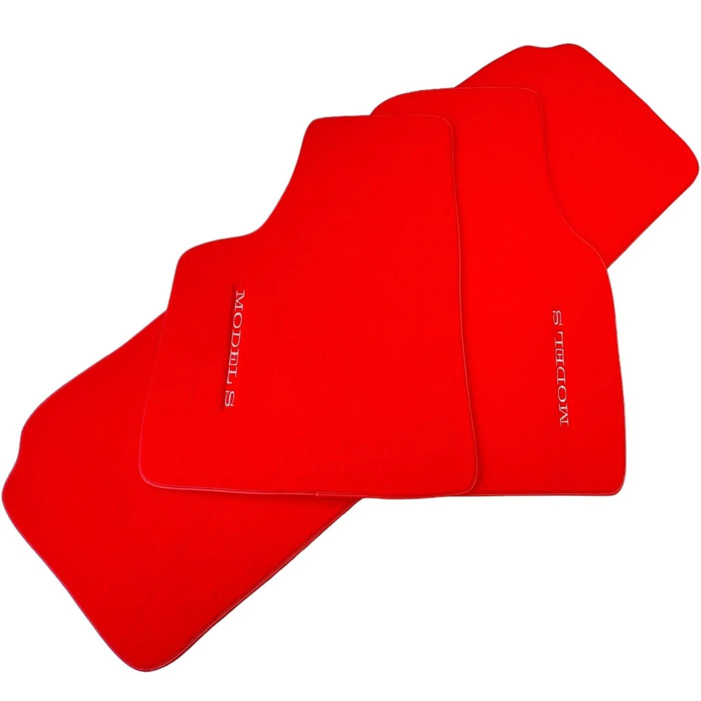 Red Floor Mats For Tesla Model S (2012-2023) with Red Trim - AutoWin