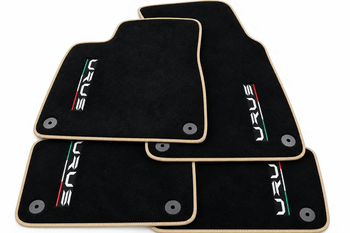 Tapetes para automóvel para Lamborghini Urus Preto À medida com detalhes Laranja - Acabamento Bege