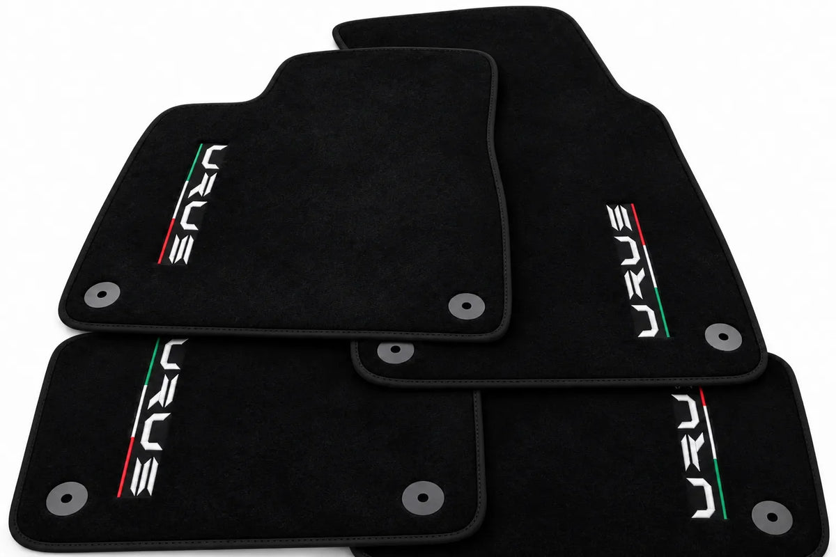 Tapetes para automóvel para Lamborghini Urus Preto À medida com detalhes Laranja - Acabamento Preto