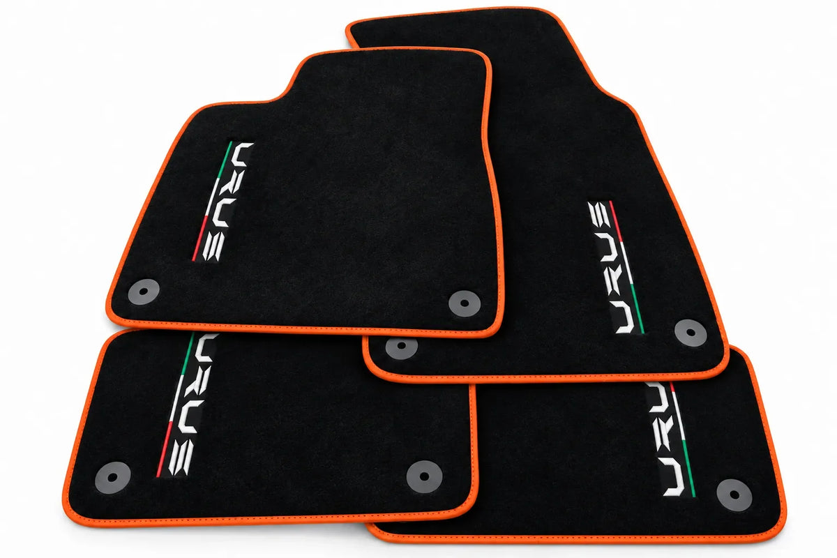 Tapetes para automóvel para Lamborghini Urus Preto À medida com detalhes Laranja - Acabamento Laranja