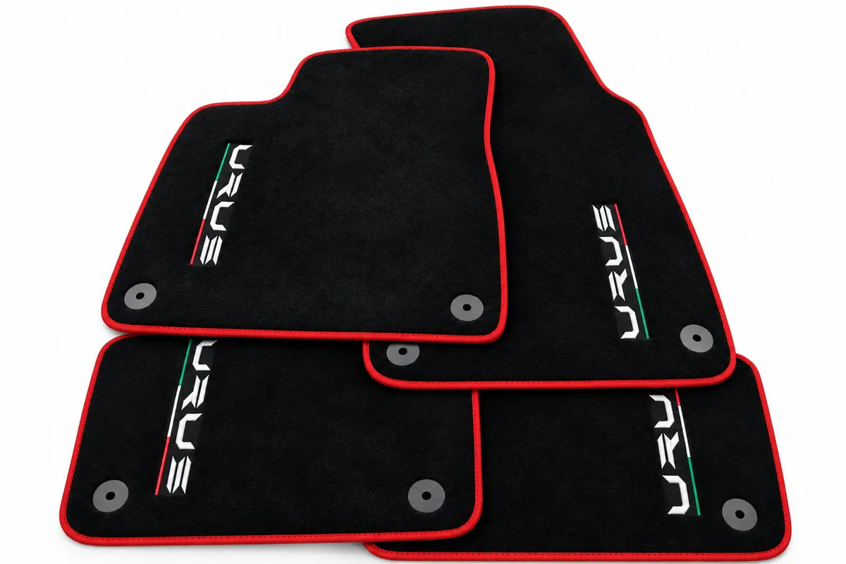 Tapetes para automóvel para Lamborghini Urus Preto À medida com detalhes Laranja - Acabamento Vermelho
