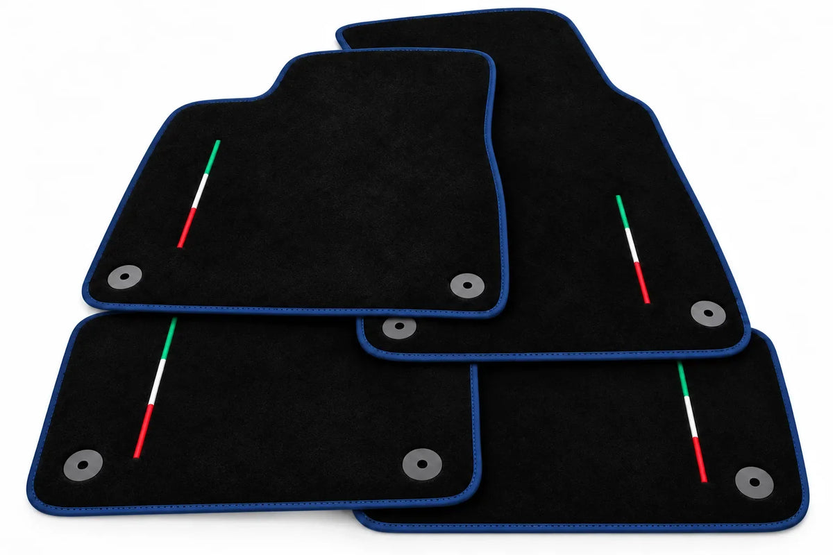 Black Floor Mats For Lamborghini Urus Tailored With Yellow Trim - Dark Blue