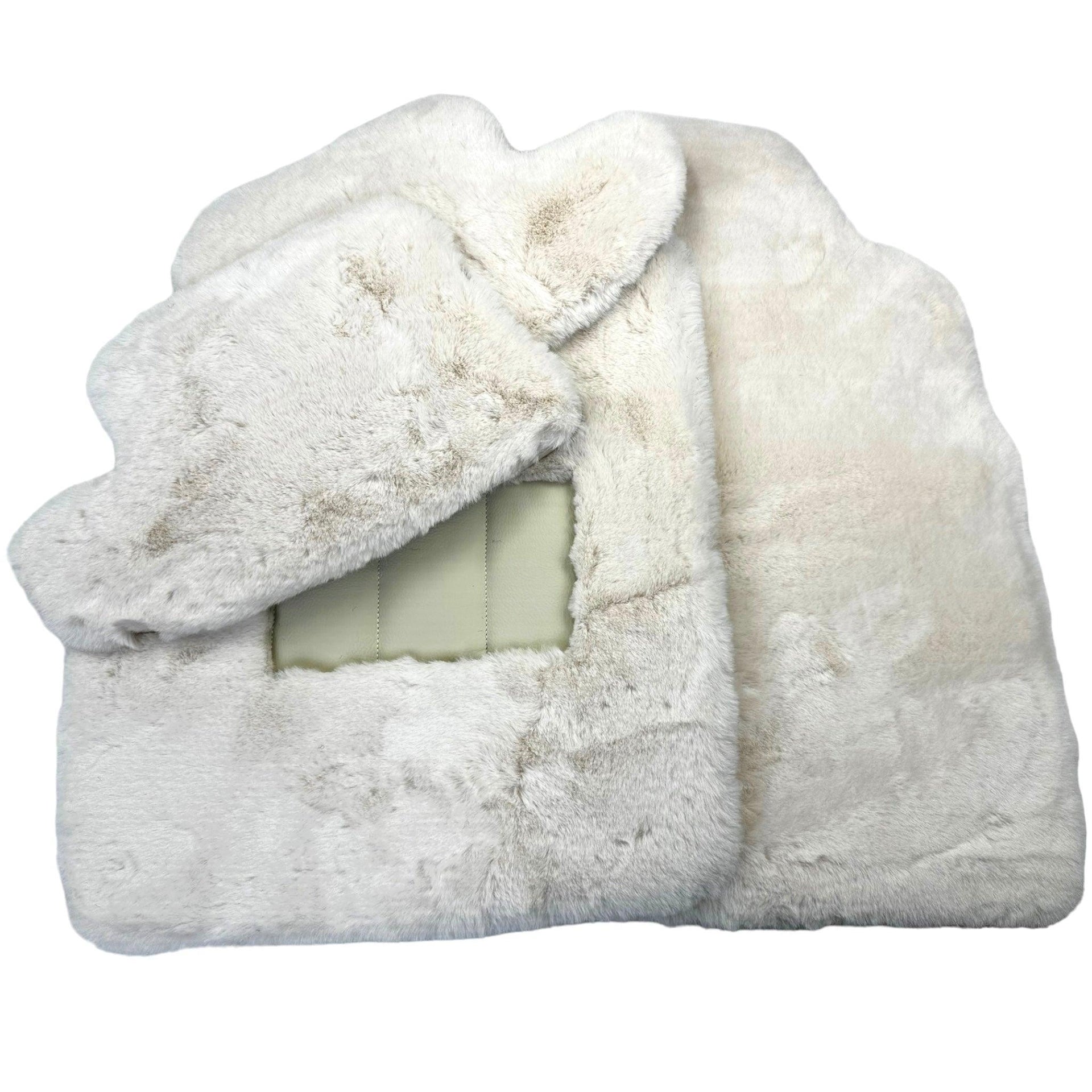 White Sheepskin Floor Mats for Bentley Continental GT (2018-2023) ER56 Design - AutoWin