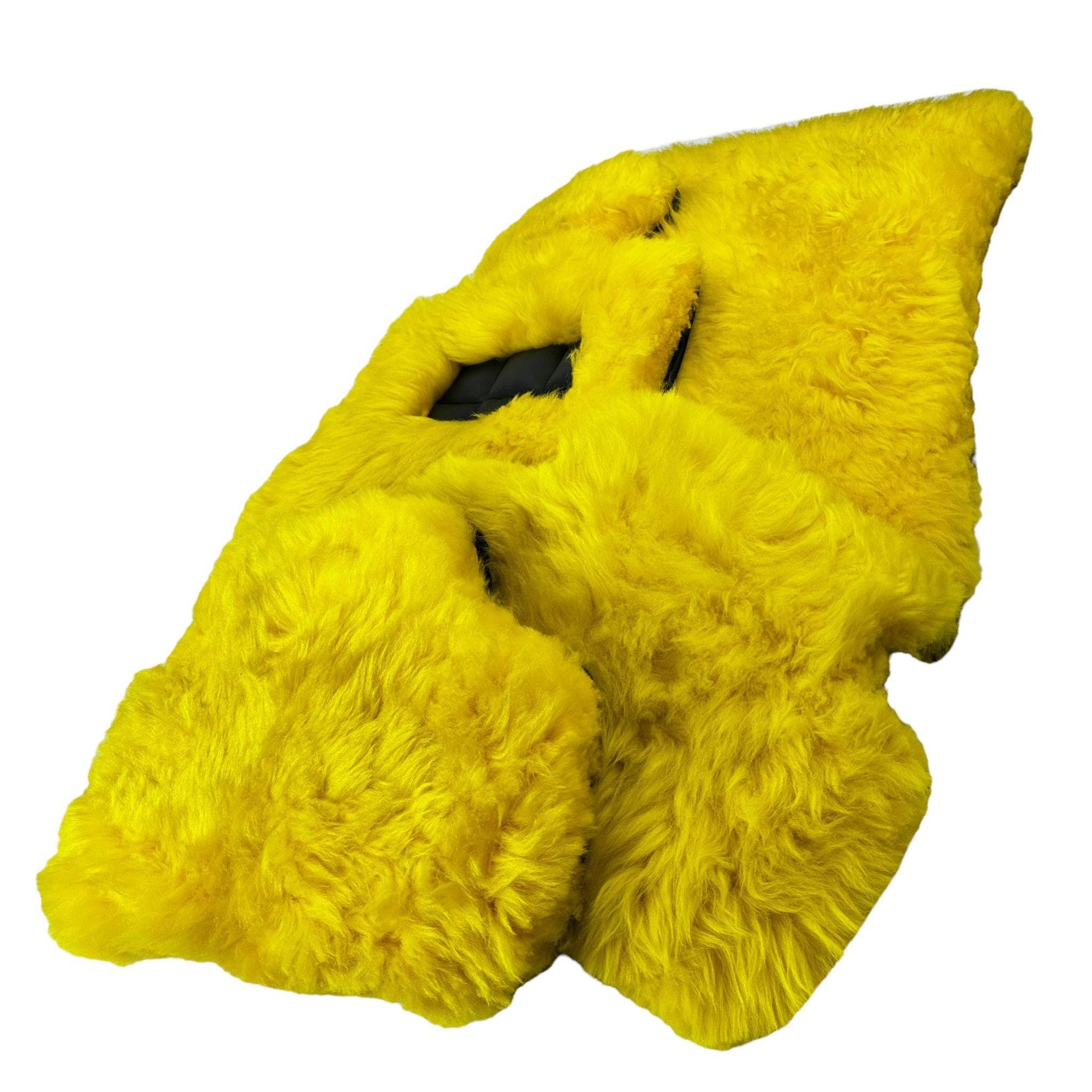 Yellow Sheepskin Floor Mats for Rolls Royce Wraith (2013–2023) ER56 Design Brand - AutoWin