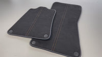 Floor Mats For McLaren 750S (2023-2025) Alcantara Black Tailored Carpets with Orange Sewing