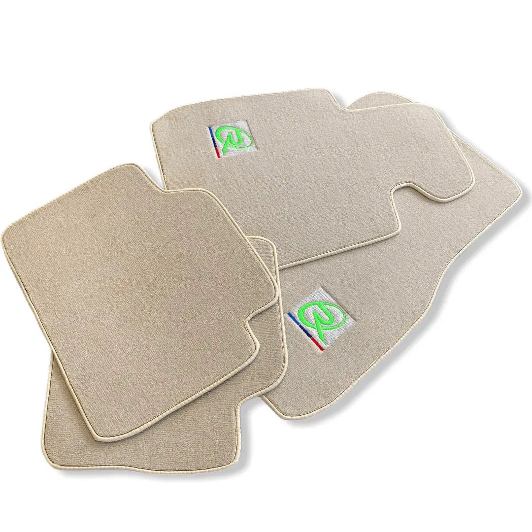 Beige Floor Mats For BMW M8 Series Gran Coupe F93 ROVBUT Brand Tailored Set Perfect Fit Green SNIP Collection - AutoWin