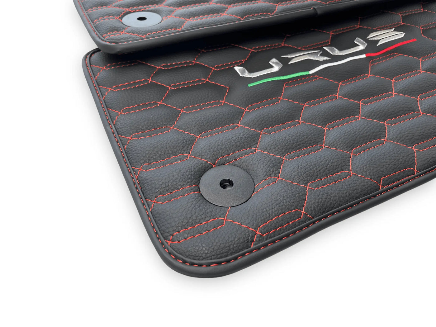 Floor Mats For Lamborghini Urus Leather Red Stitching - AutoWin