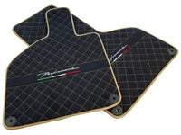Floor Mats for Lamborghini Huracan Perfomante Alcantara Leather Gold Trim - AutoWin