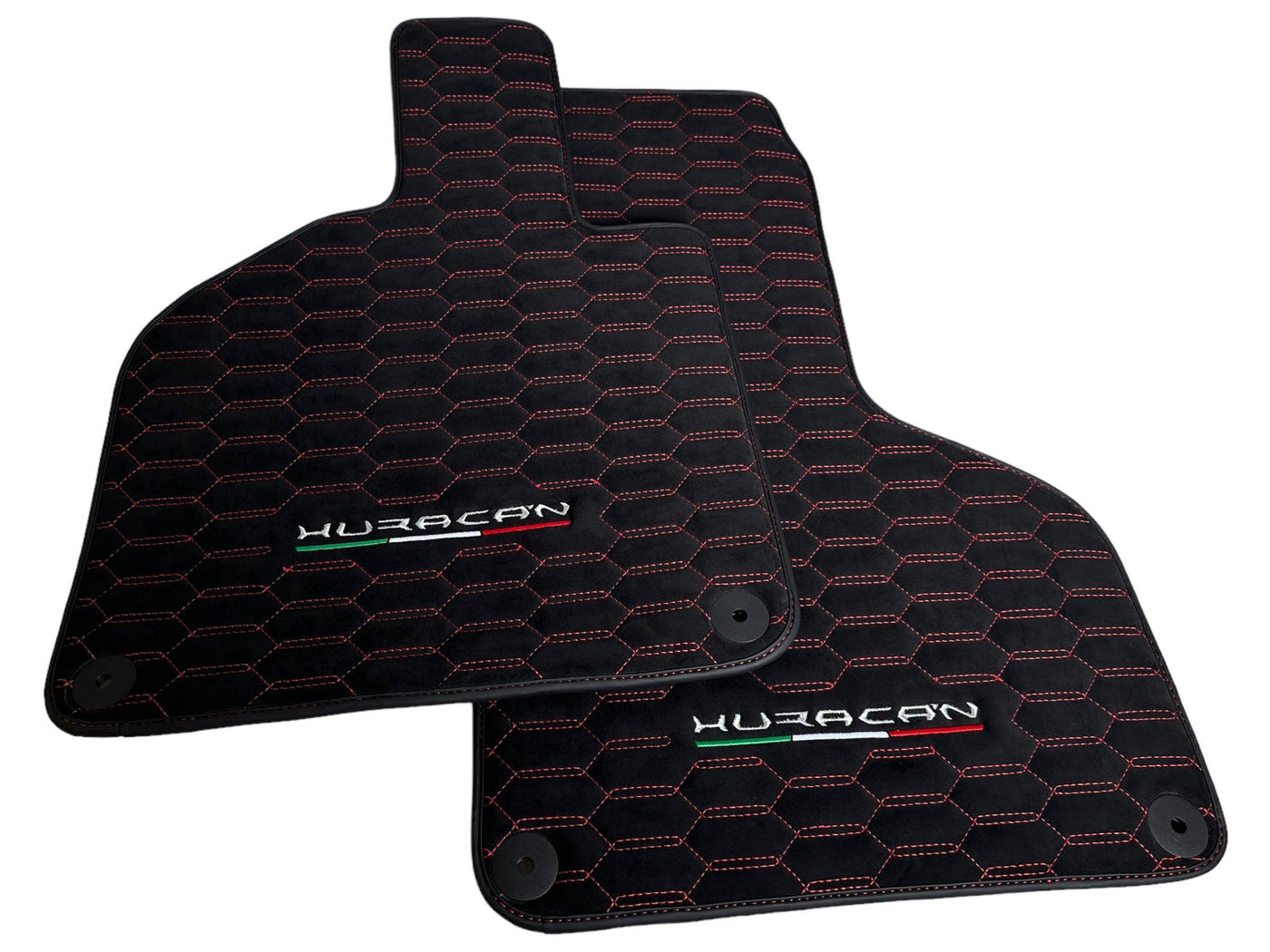 Alcantara Floor Mats for Lamborghini Huracan Red Sewing - AutoWin