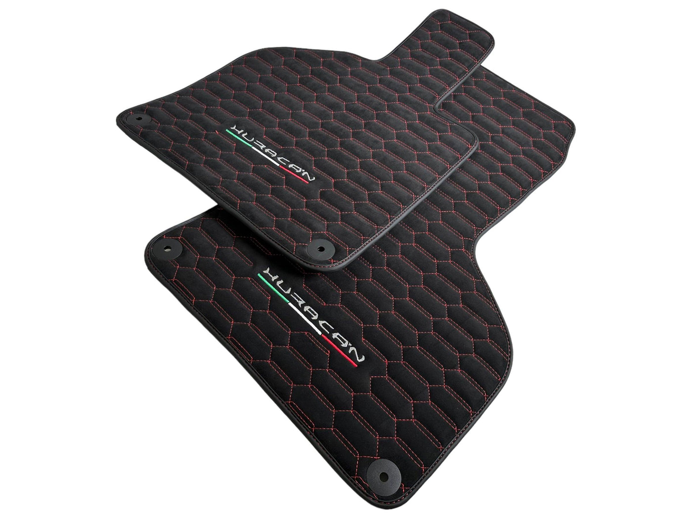 Alcantara Floor Mats for Lamborghini Huracan Red Sewing - AutoWin