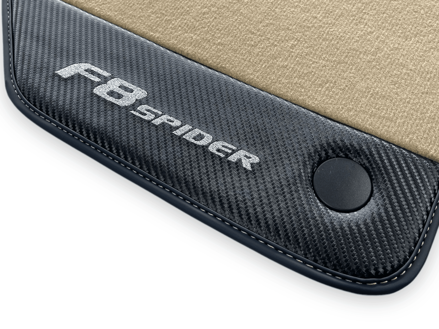 Beige Floor Mats For Ferrari F8 Spider 2019-2022 With Carbon Fiber Leather - AutoWin