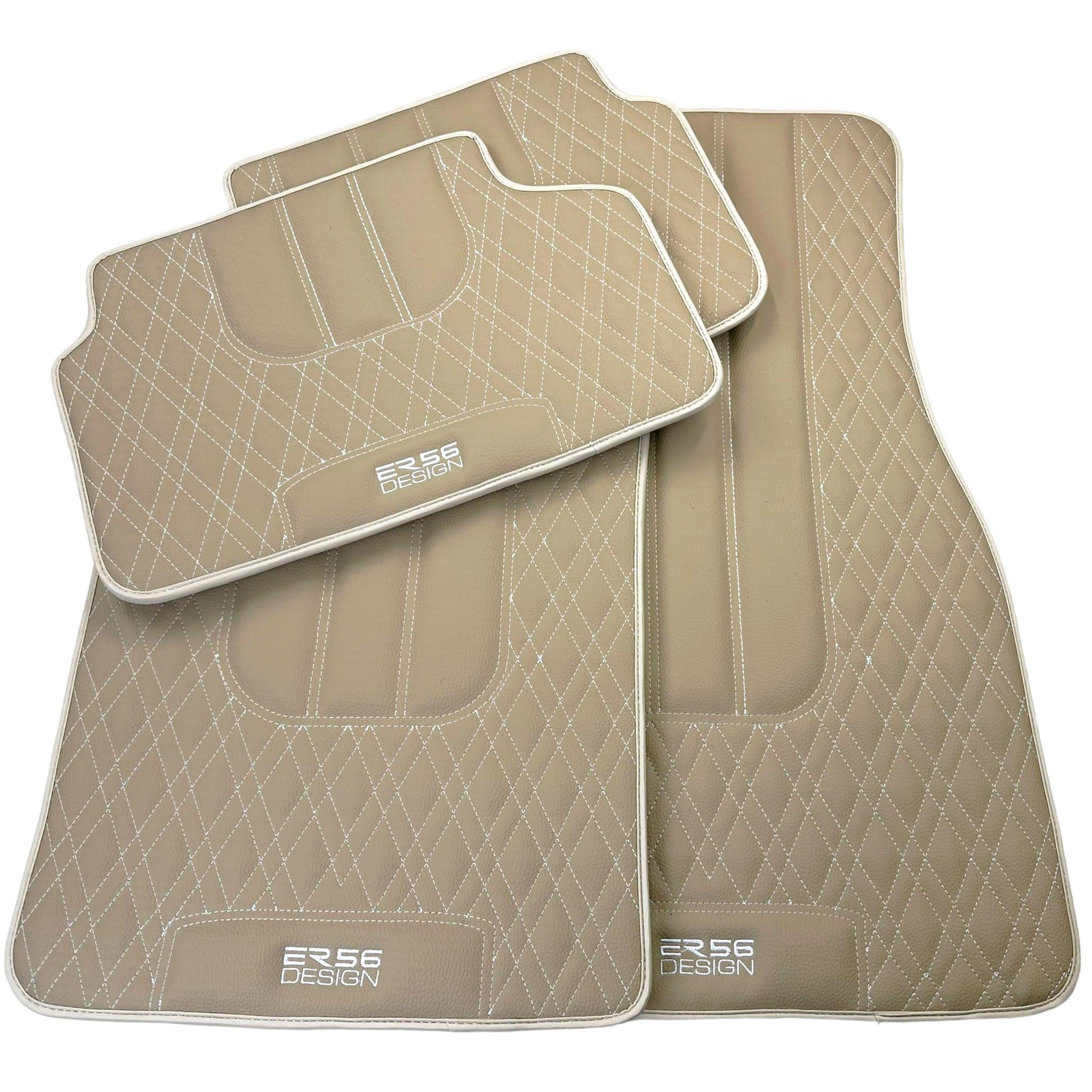 Beige Leather Floor Floor Mats For BMW 1 Series E82 - AutoWin