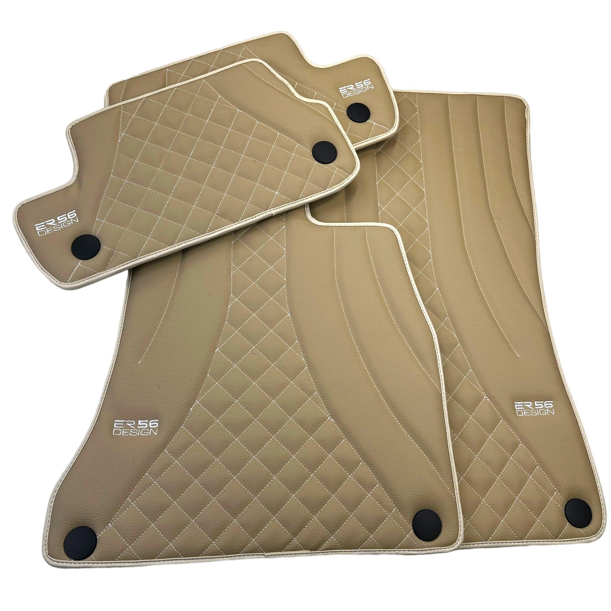 Beige Leather Floor Mats For Mercedes Benz C-Class S204 Estate (2007-2014) | ER56 Design - AutoWin