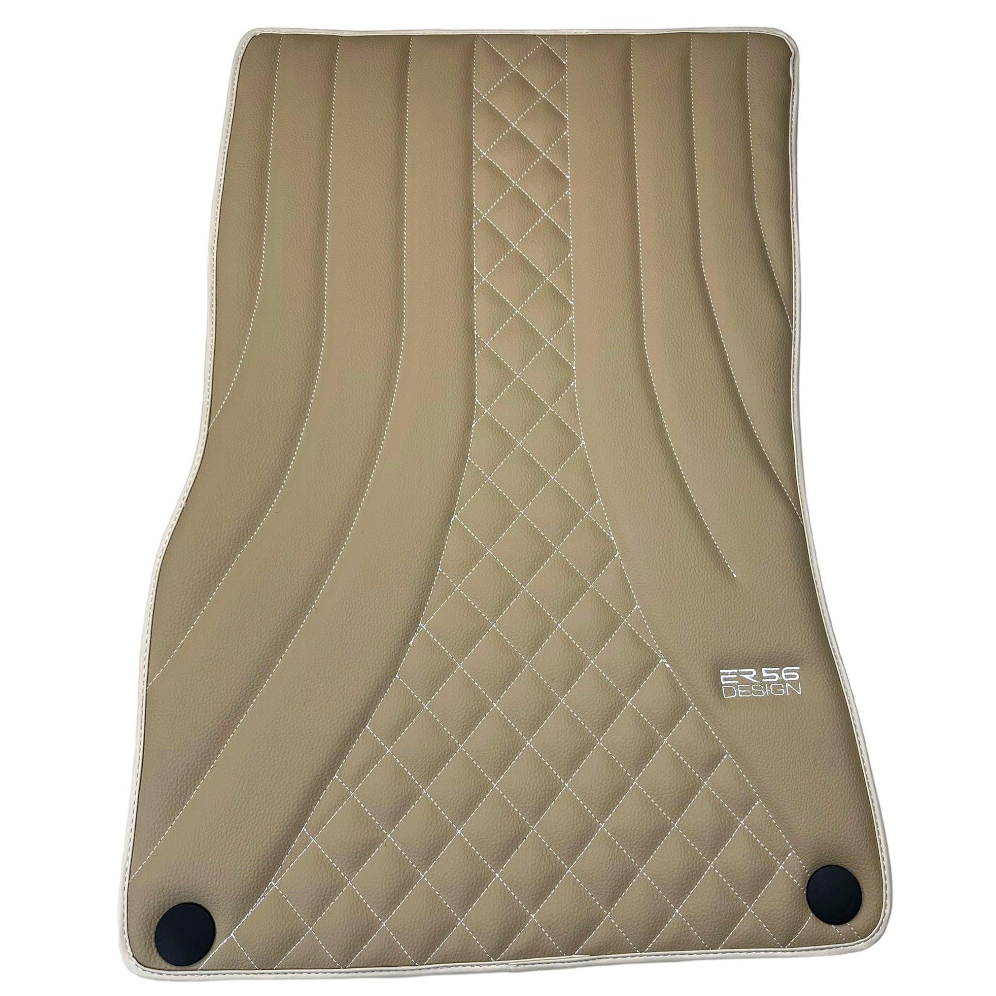 Beige Leather Floor Mats For Mercedes Benz C-Class S205 Wagon Facelift (2018-2023) Hybrid | ER56 Design - AutoWin