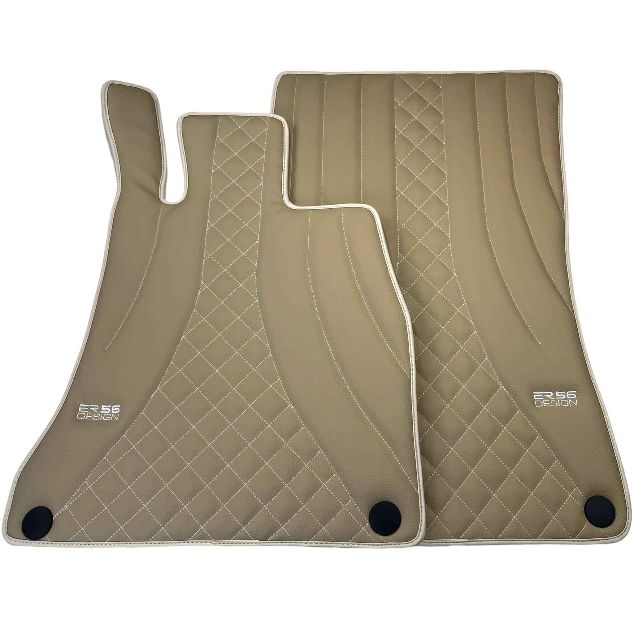 Beige Leather Floor Mats For Mercedes Benz CLA-Class X118 Shooting Brake (2019-2023) | ER56 Design - AutoWin