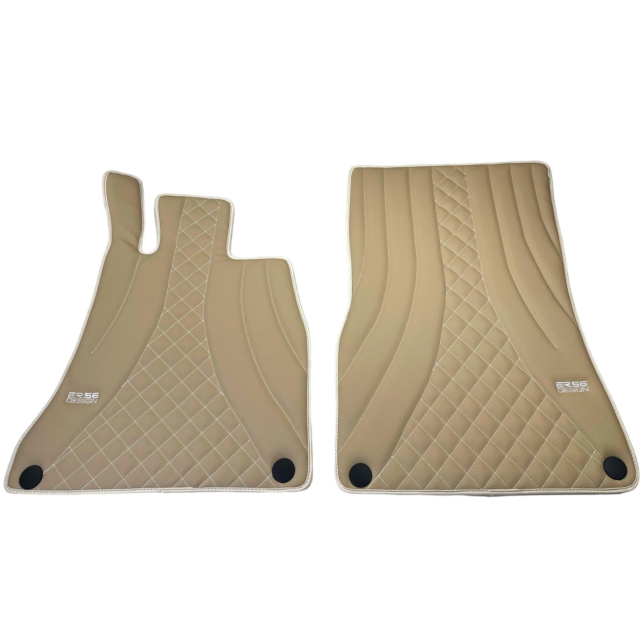 Beige Leather Floor Mats For Mercedes Benz CLA-Class X118 Shooting Brake (2019-2023) | ER56 Design - AutoWin
