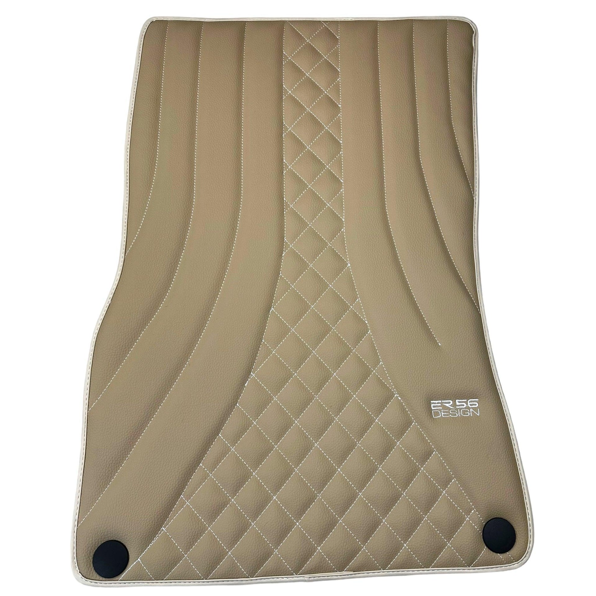 Beige Leather Floor Mats For Mercedes Benz V-Class 447 Front (2019-2023) | ER56 Design - AutoWin
