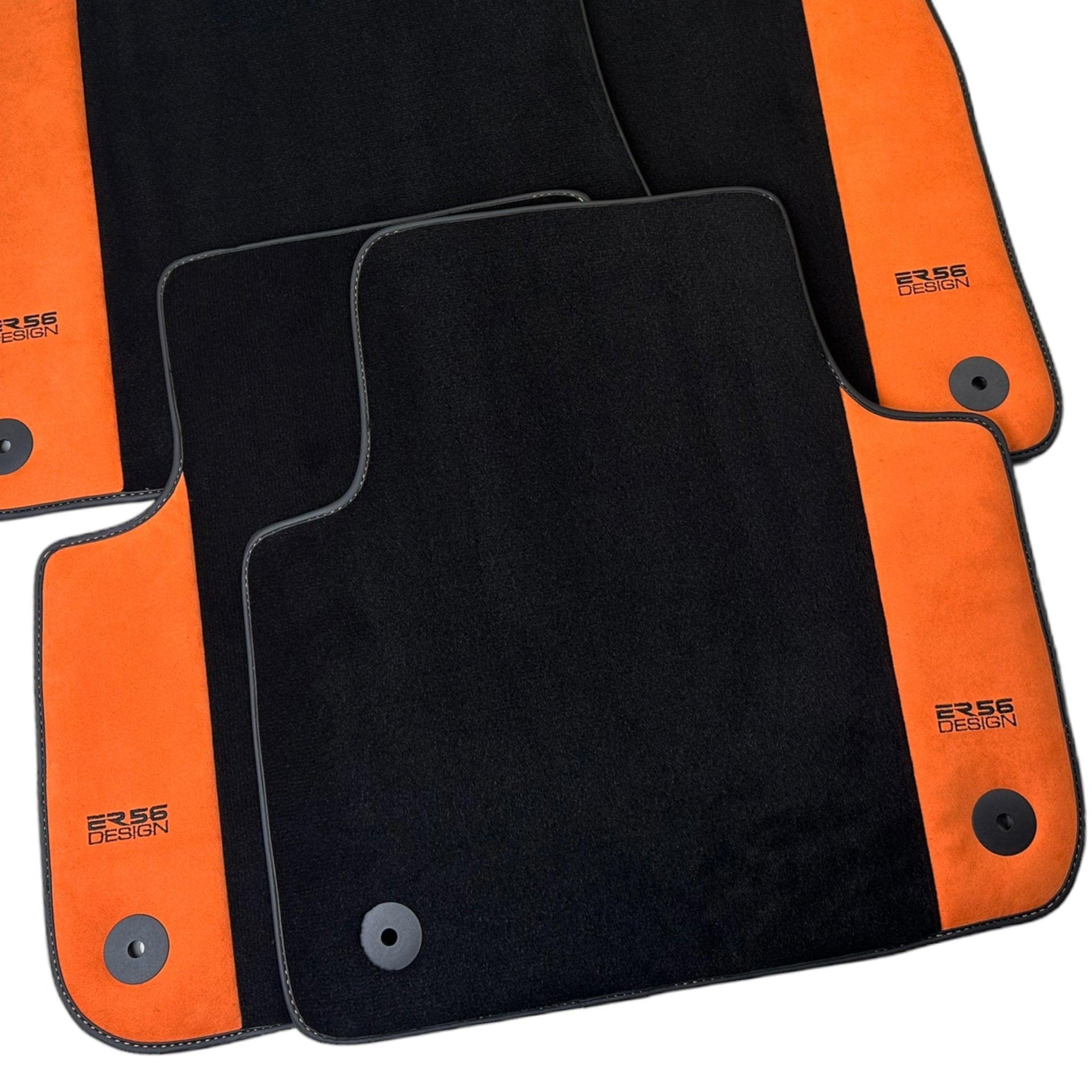 Black Floor Mats for A4 - B9 Avant (2019-2023) With Orange Alcantara | ER56 Design - AutoWin