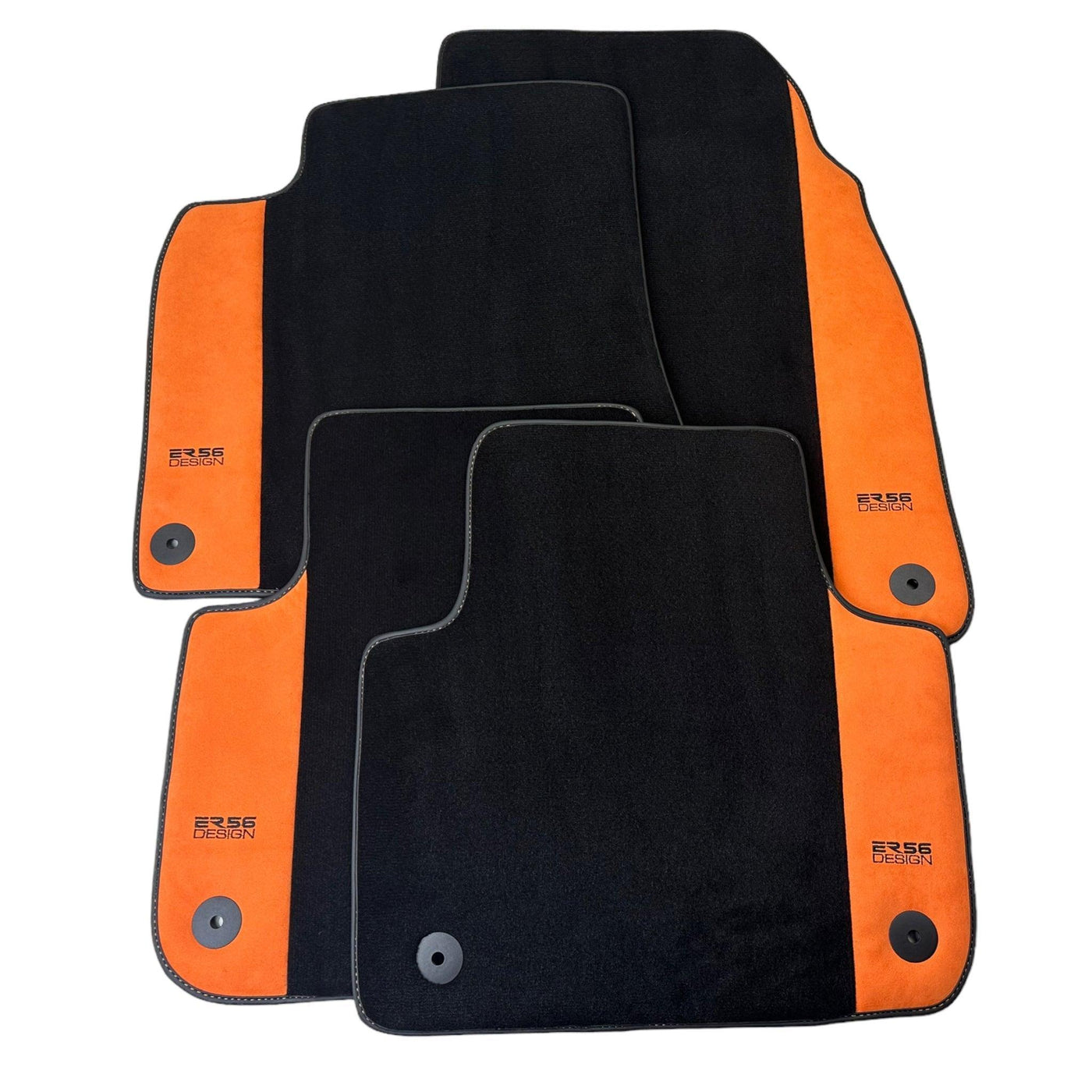 Black Floor Mats for A7 - C8 (2018-2023) With Orange Alcantara | ER56 Design - AutoWin