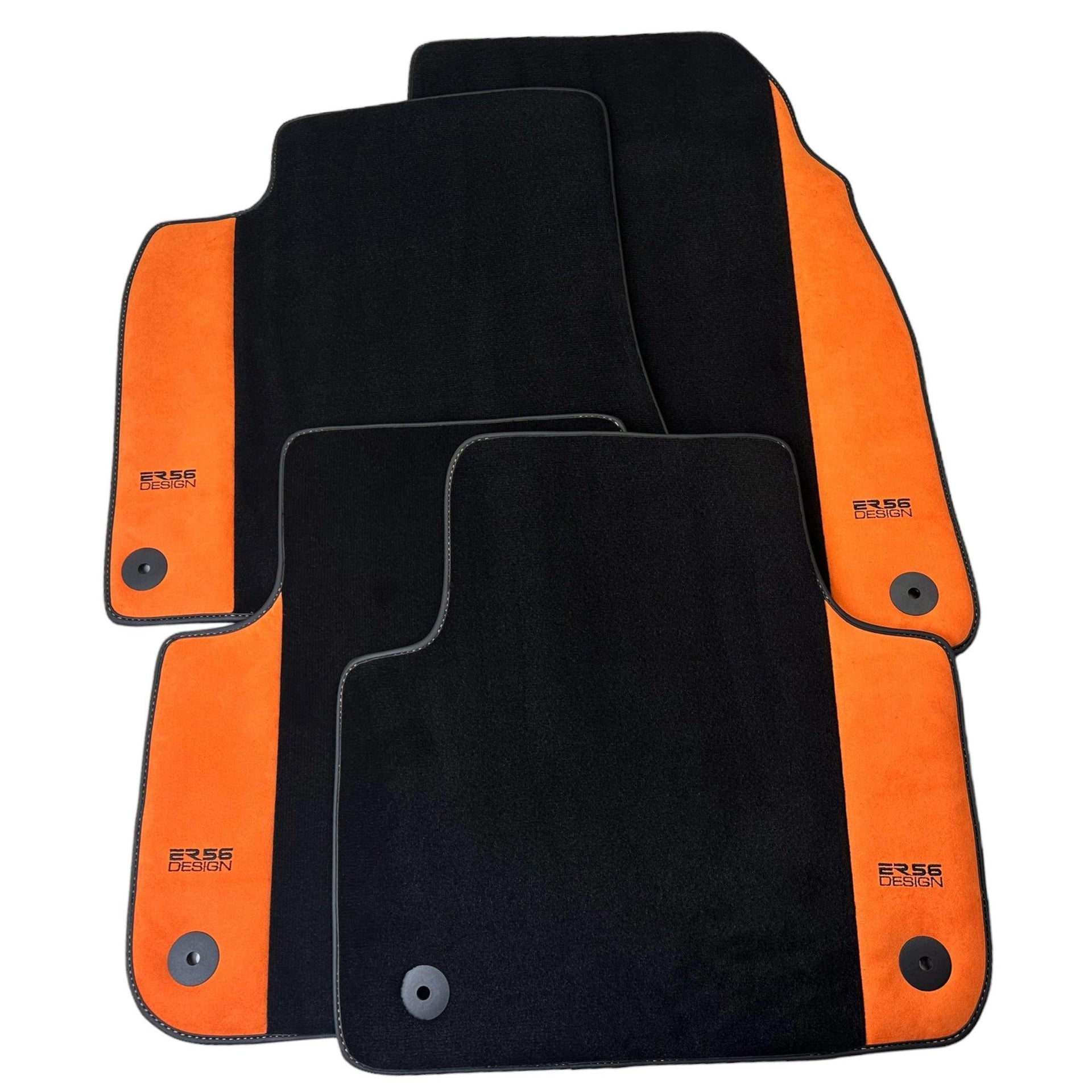 Black Floor Mats for Audi A3 - 3-door Hatchback (2000-2003) With Orange Alcantara | ER56 Design - AutoWin