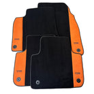 Black Floor Mats for Audi Q7 4L (2006-2015) With Orange Alcantara | ER56 Design - AutoWin