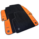 Black Floor Mats for Audi Q7 4L (2006-2015) With Orange Alcantara | ER56 Design - AutoWin