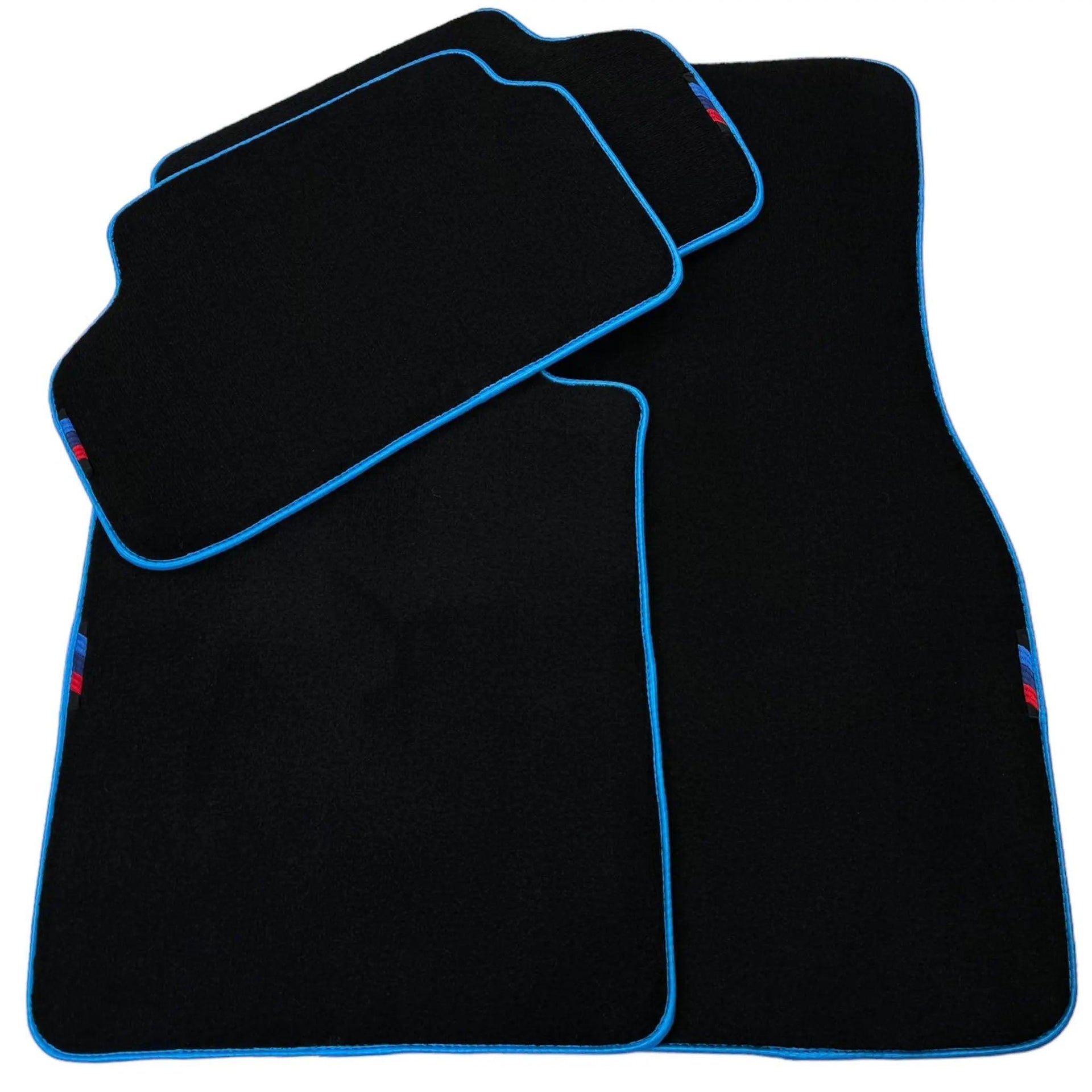 Black Floor Mats For BMW 1 Series E81 | Sky Blue Trim - AutoWin