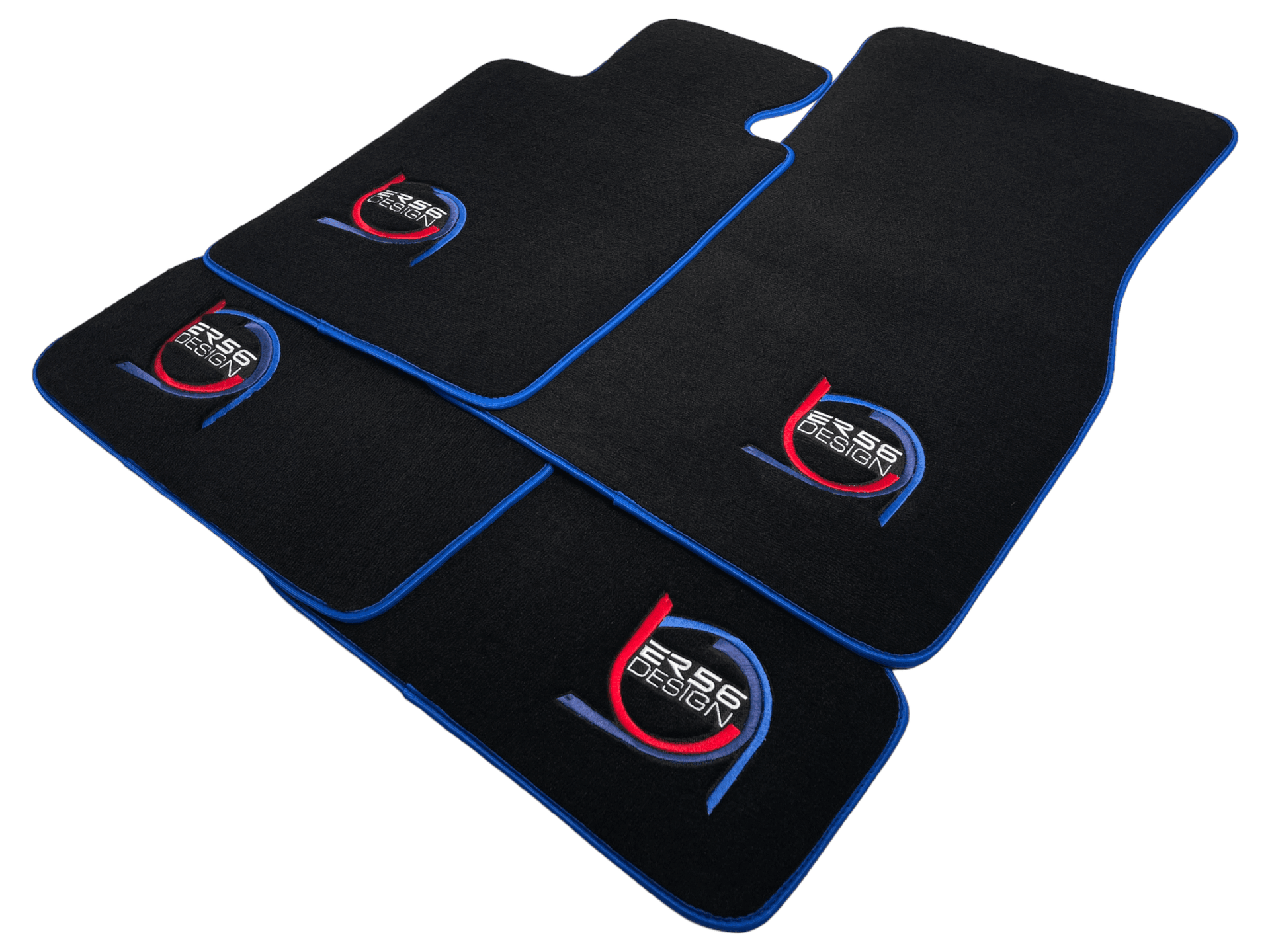 Black Floor Mats For BMW 1 Series F21 3-door Hatchback ER56 Design Limited Edition Blue Trim - AutoWin