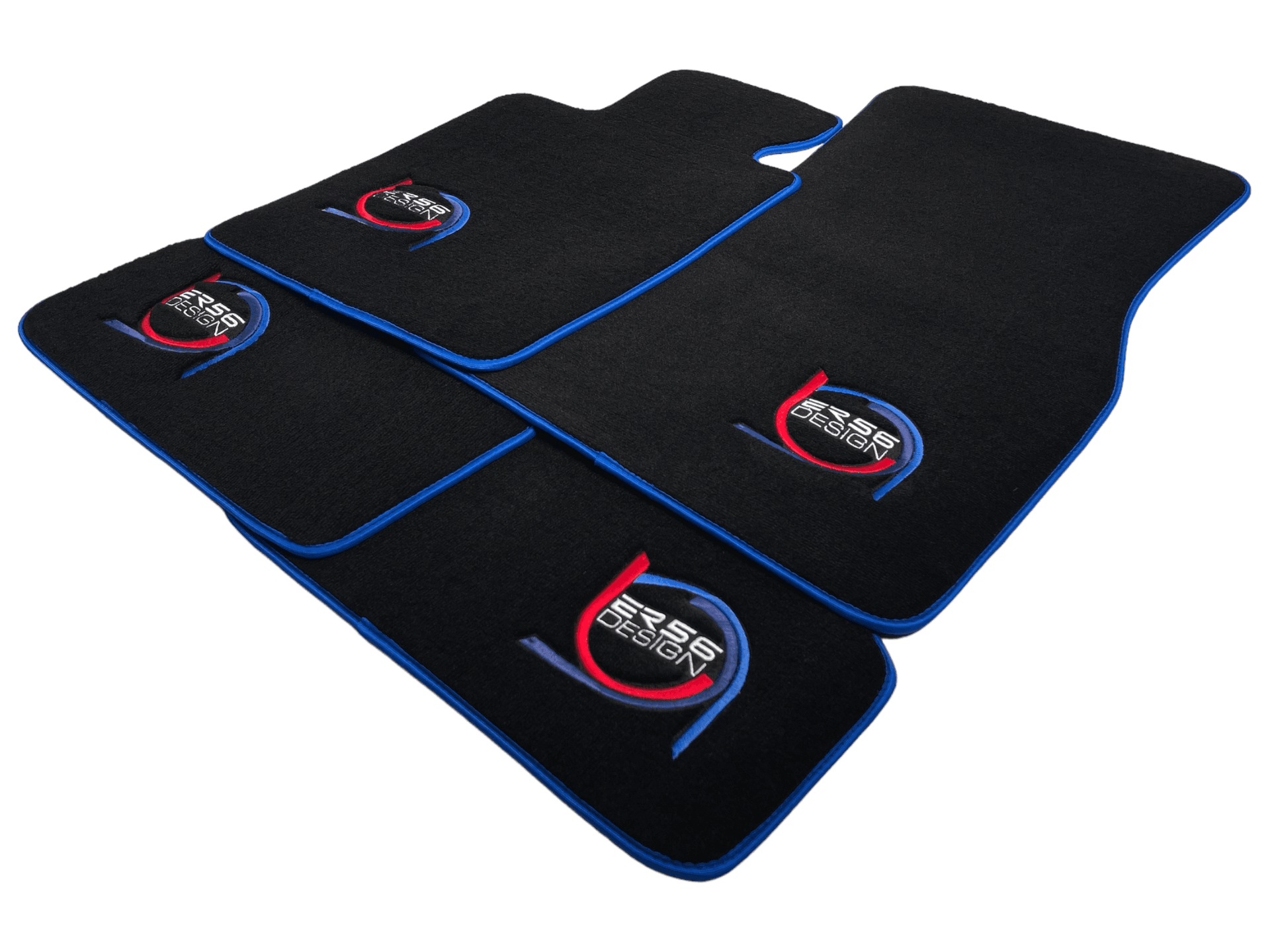 Black Floor Mats For BMW 6 Series E64 Convertible ER56 Design Limited Edition Blue Trim - AutoWin