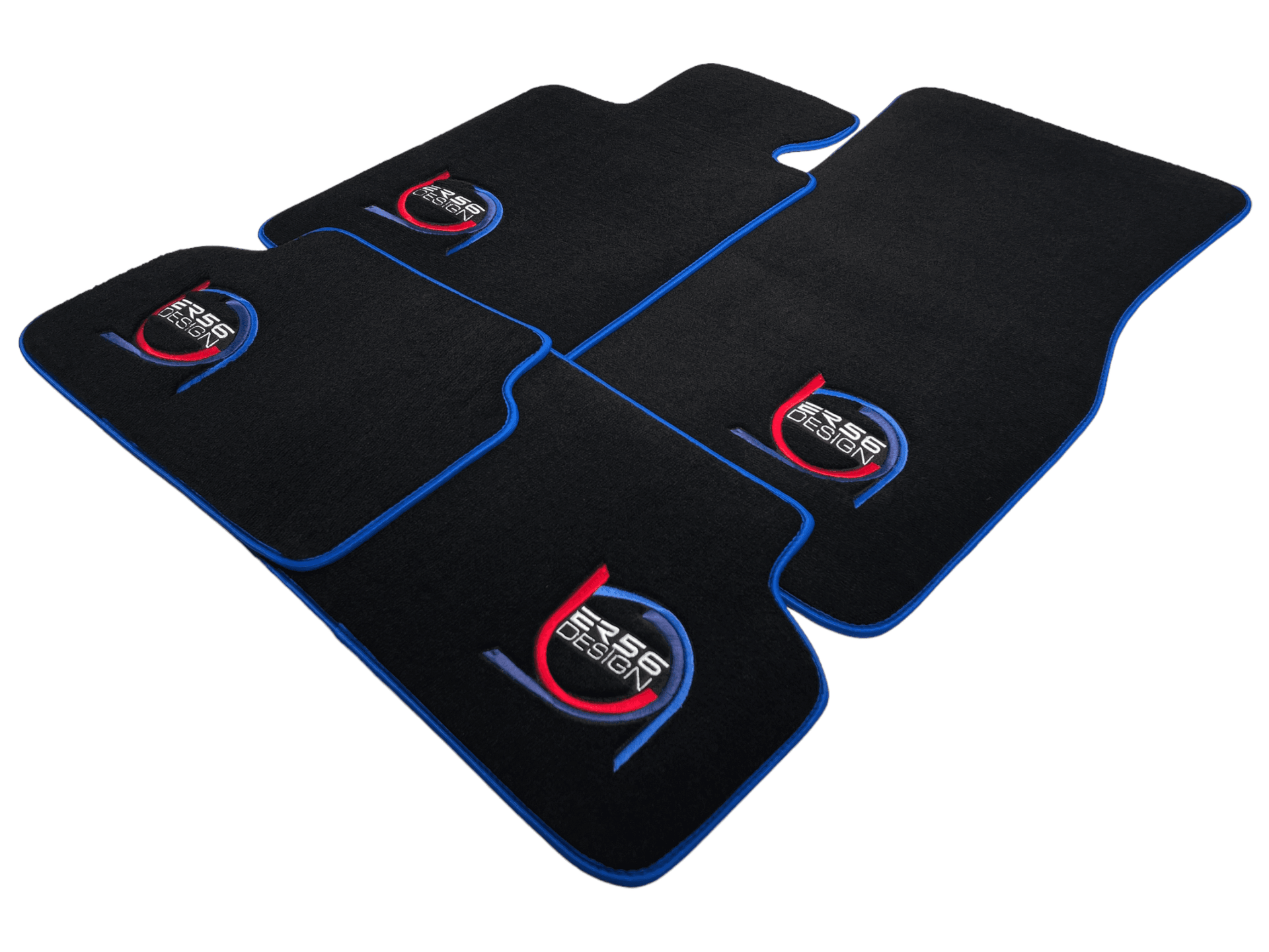 Black Floor Mats For BMW 6 Series F13 2-door Coupe ER56 Design Limited Edition Blue Trim - AutoWin
