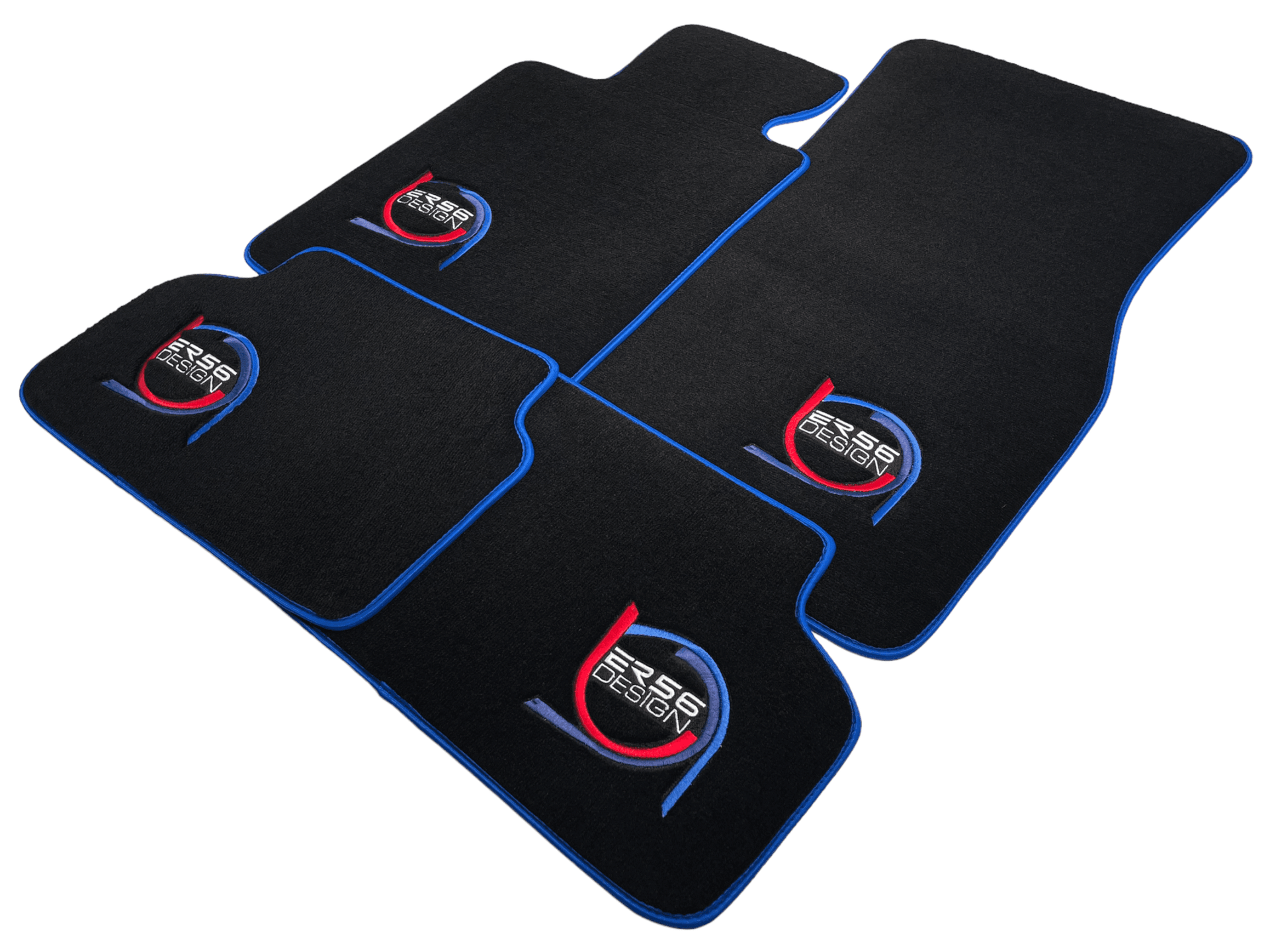 Black Floor Mats For BMW 7 Series E38 ER56 Design Limited Edition Blue Trim - AutoWin