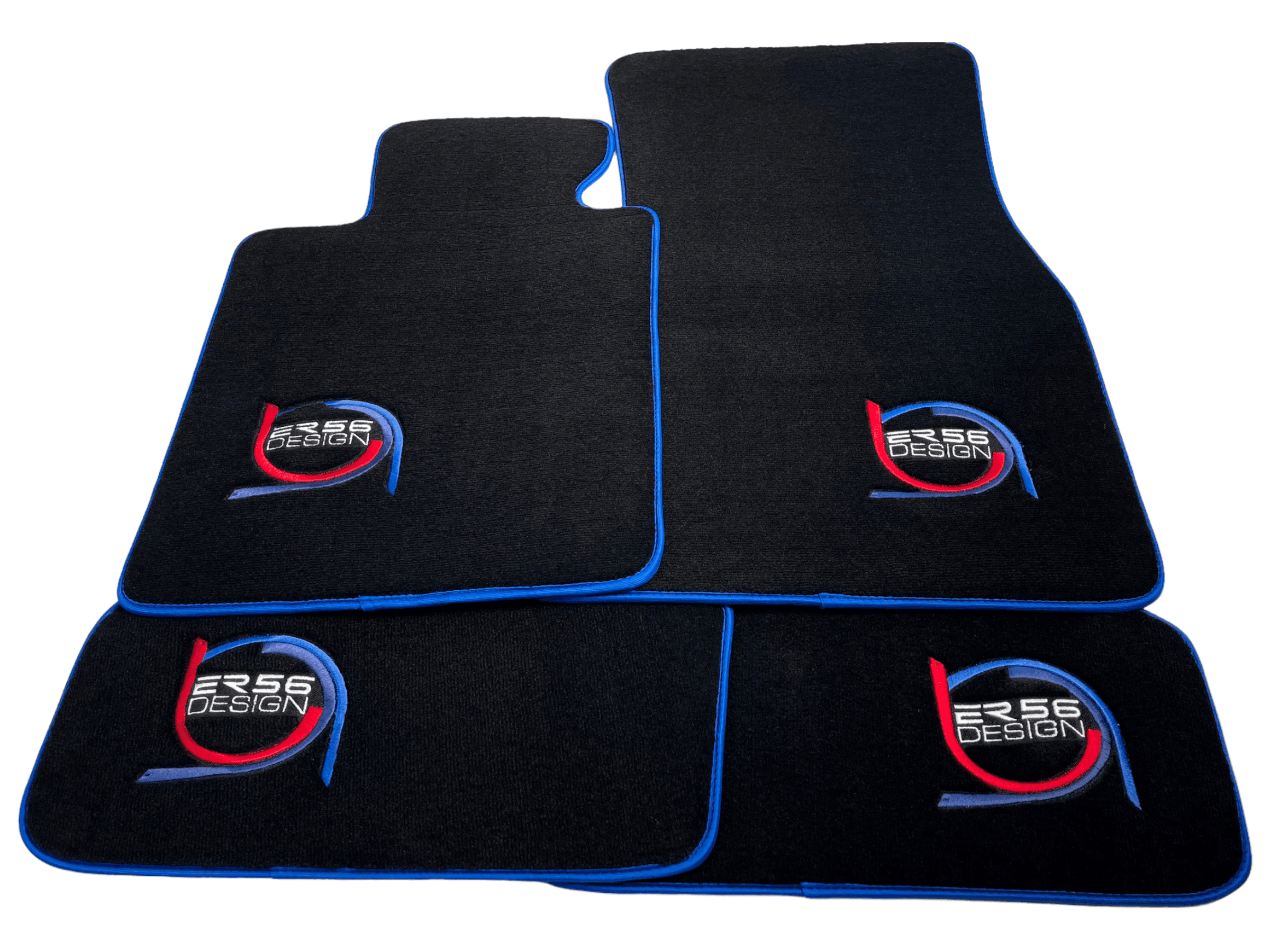 Black Floor Mats For BMW 7 Series E38 Long ER56 Design Limited Edition Blue Trim - AutoWin