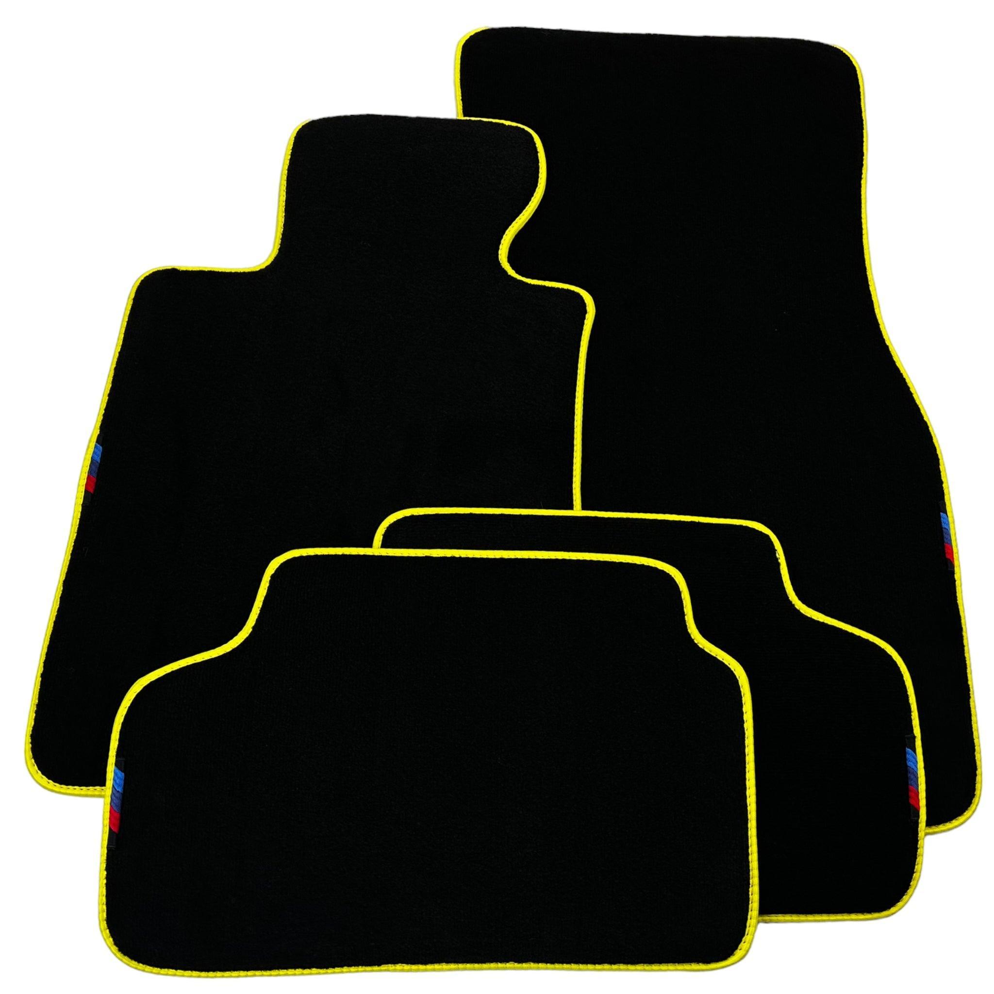 Black Floor Mats For BMW M4 Series F83 | Yellow Trim AutoWin Brand - AutoWin