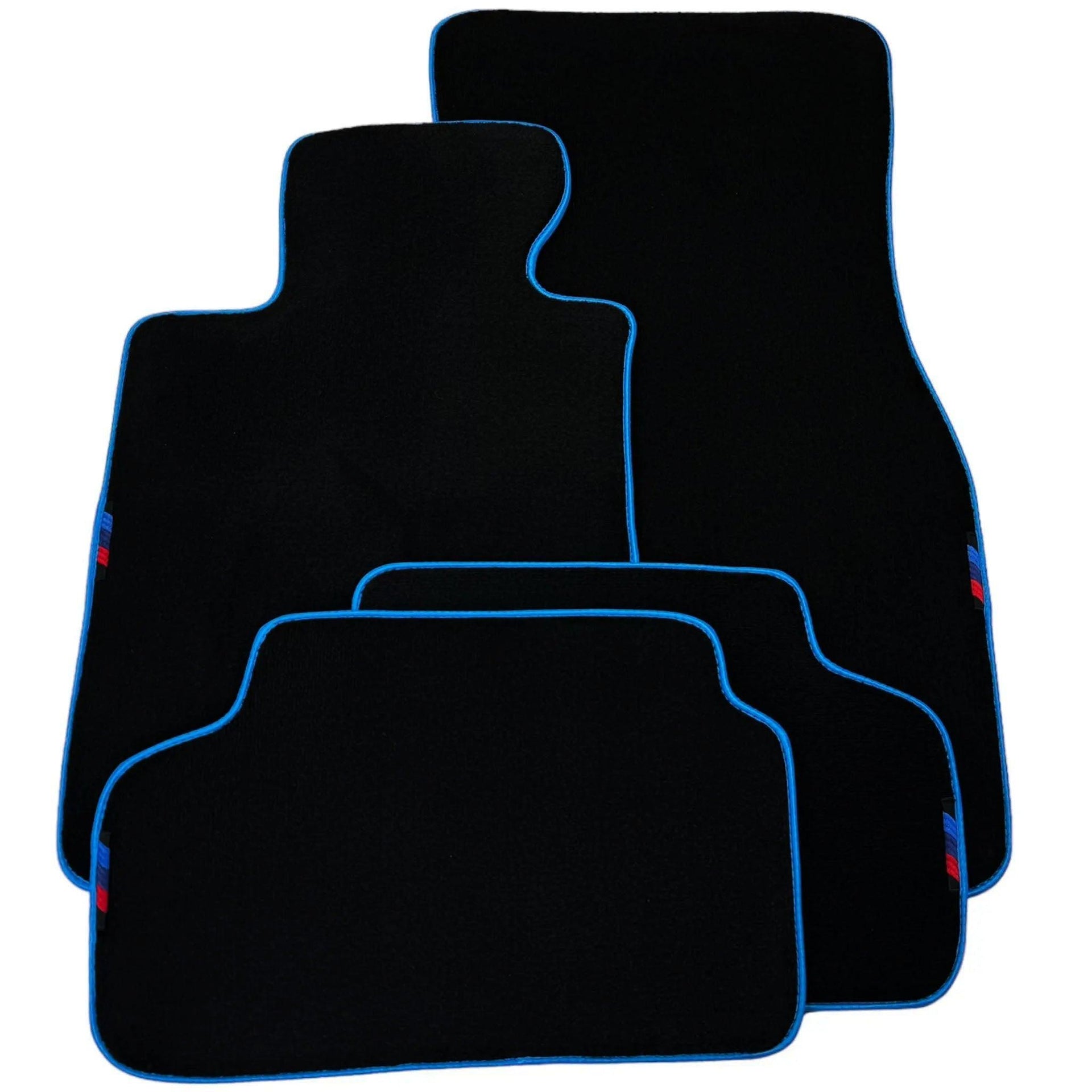 Black Floor Mats For BMW X5 Series E70 | Sky Blue Trim - AutoWin
