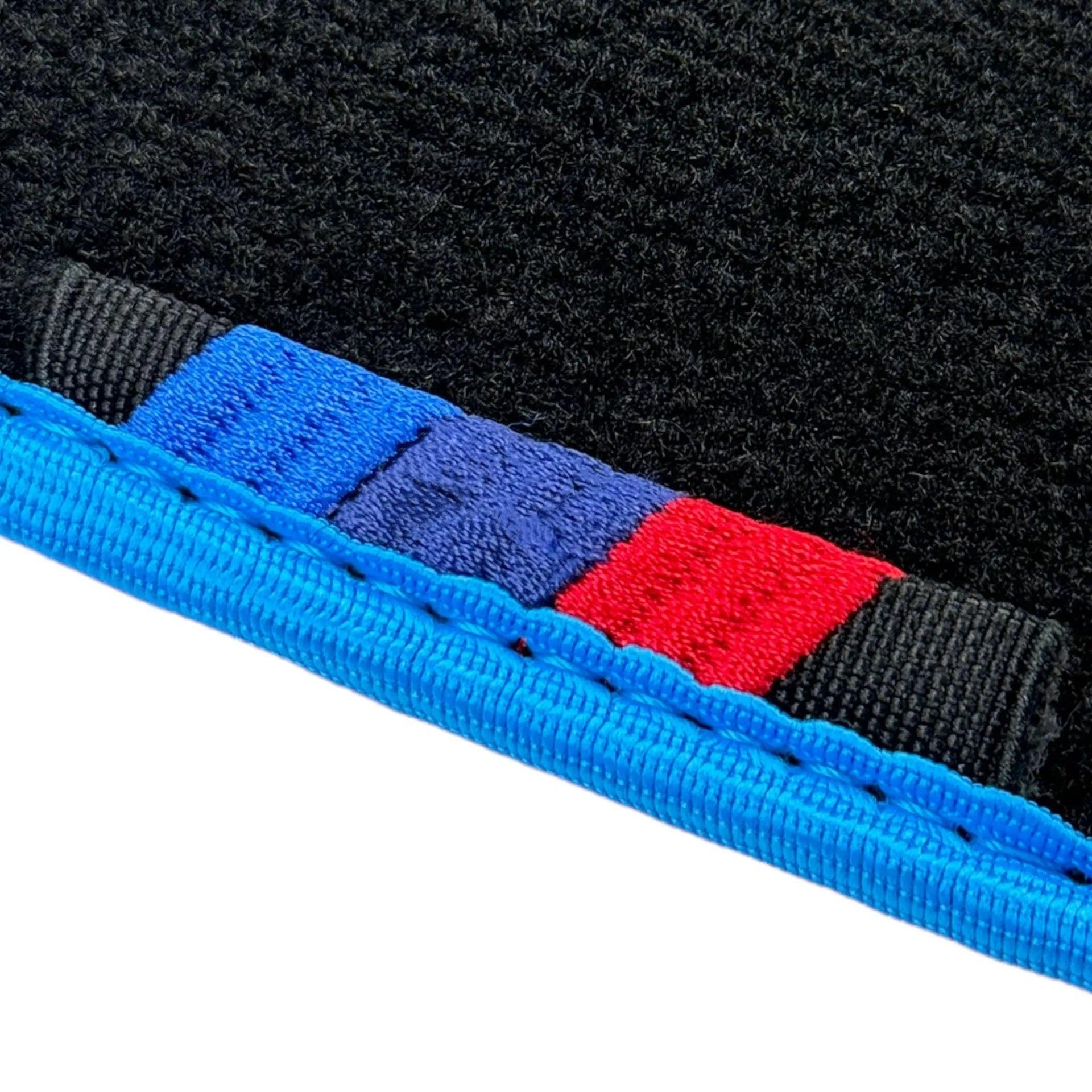 Black Floor Mats For BMW X5 Series E70 | Sky Blue Trim - AutoWin