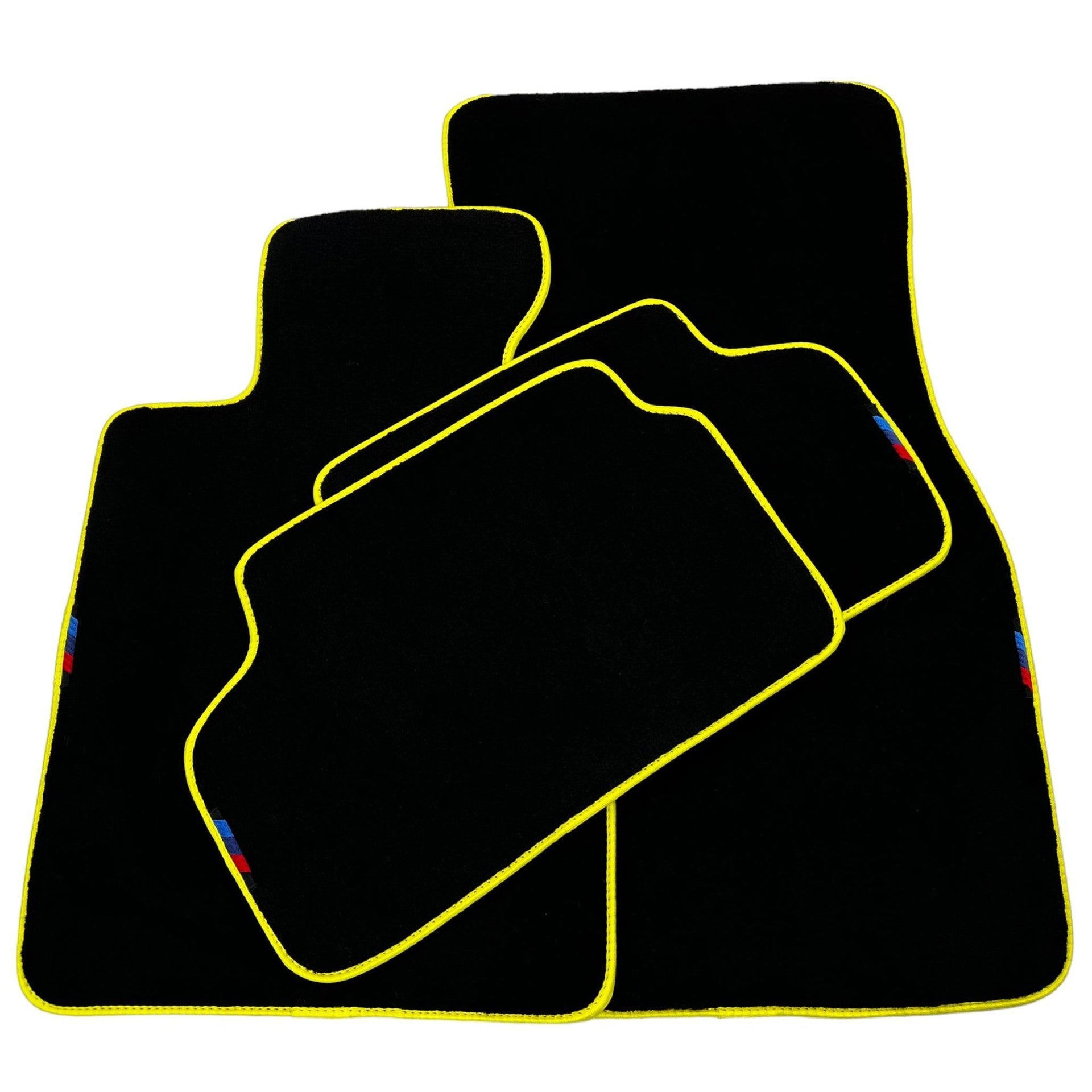 Black Floor Mats For BMW X5 Series E70 | Yellow Trim - AutoWin