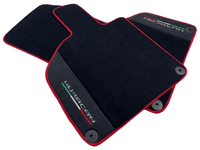Black Floor Mats for Lamborghini Huracan with Alcantara Leather And Red Trim - AutoWin