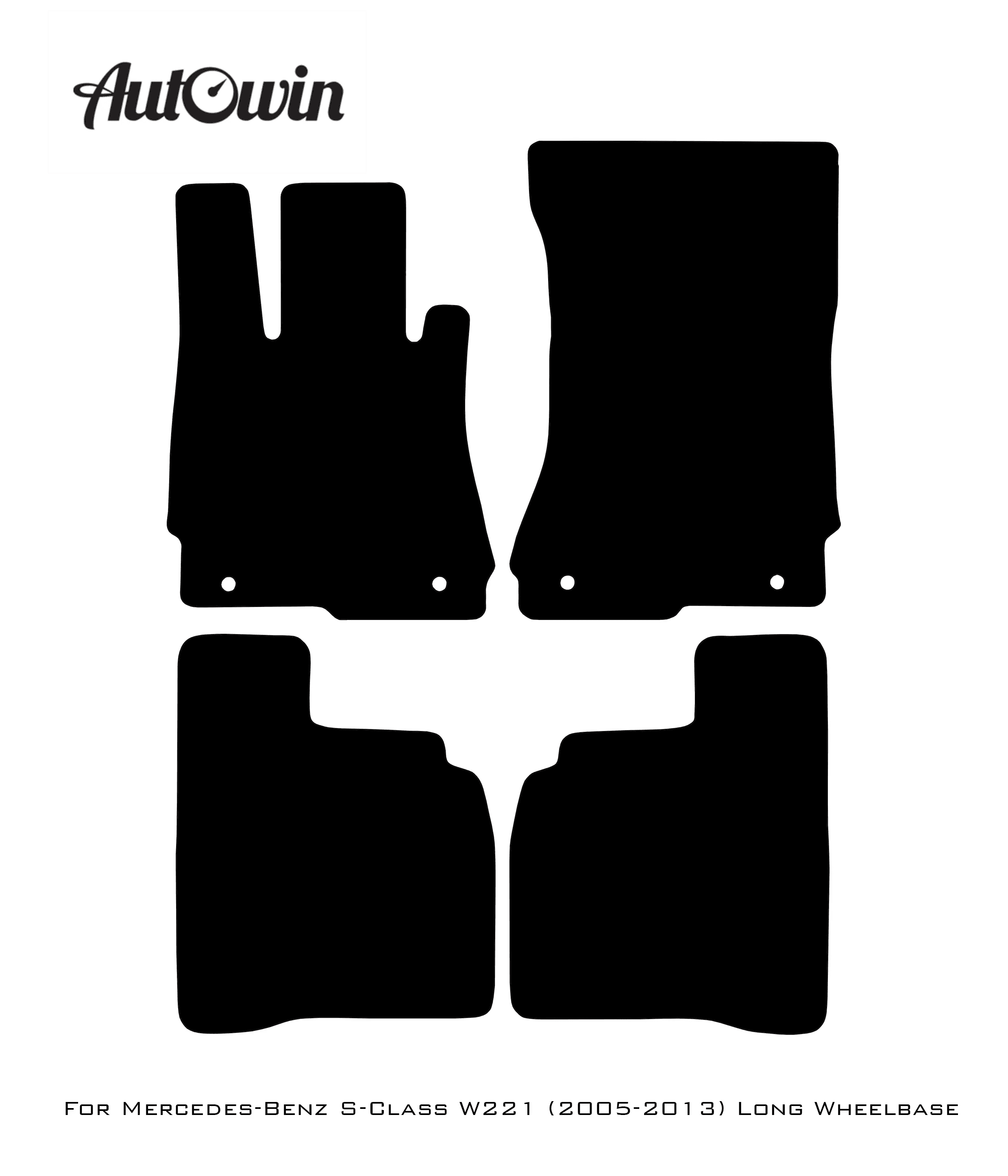Black Floor Mats For Mercedes Benz S-Class W221 (2005-2013) Long Wheelbase | Fighter Jet Edition - AutoWin