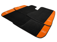 Black Floor Mats For Rolls Royce Black Badge Cullinan Orange Alcantara Leather - AutoWin