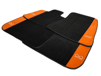 Black Floor Mats For Rolls Royce Black Badge Cullinan Orange Alcantara Leather - AutoWin