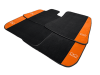 Black Floor Mats For Rolls Royce Black Badge Cullinan Orange Alcantara Leather - AutoWin