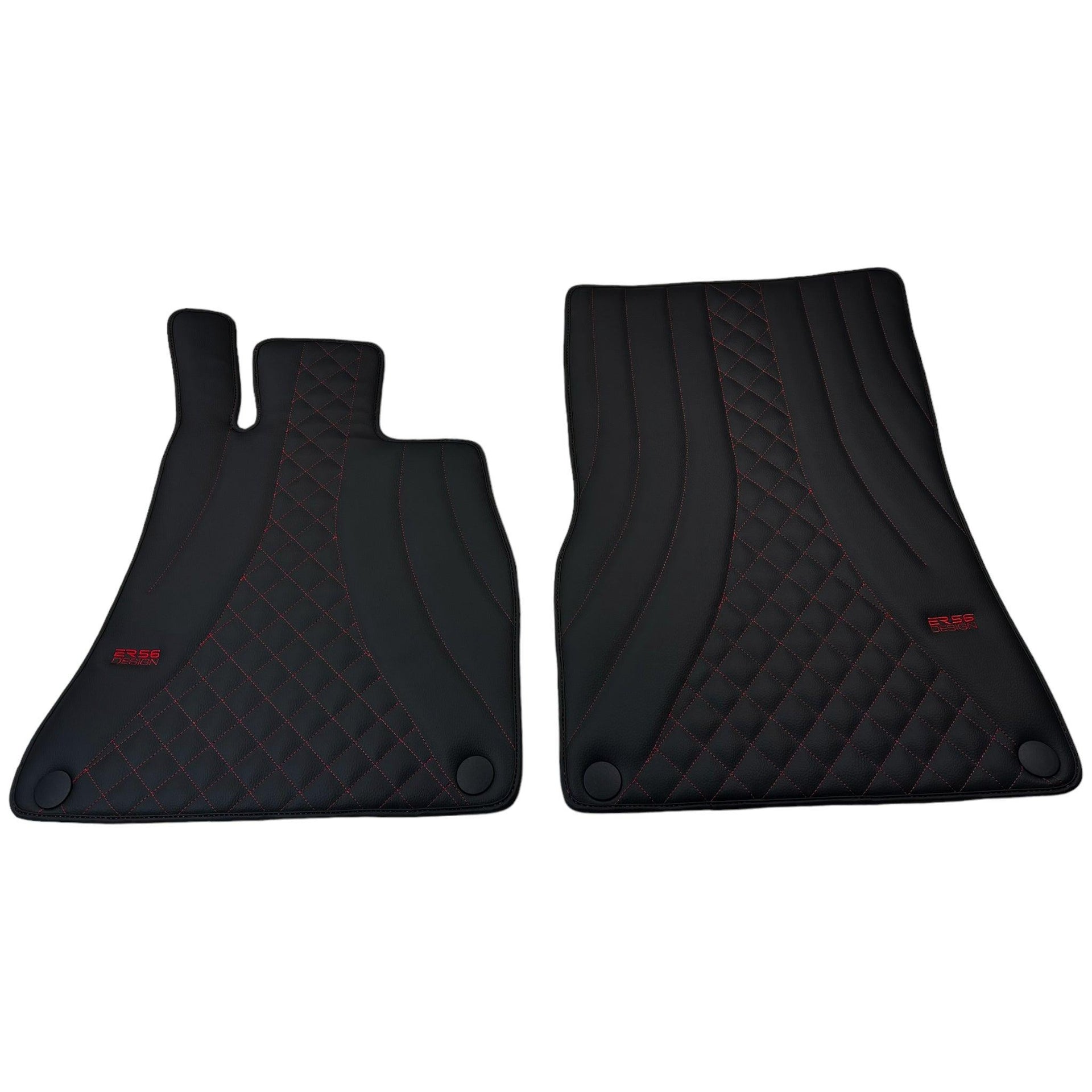 Black Leather Floor Mats For Mercedes Benz E-Class W211 Sedan 4Matic (2002-2009) | ER56 Design - AutoWin