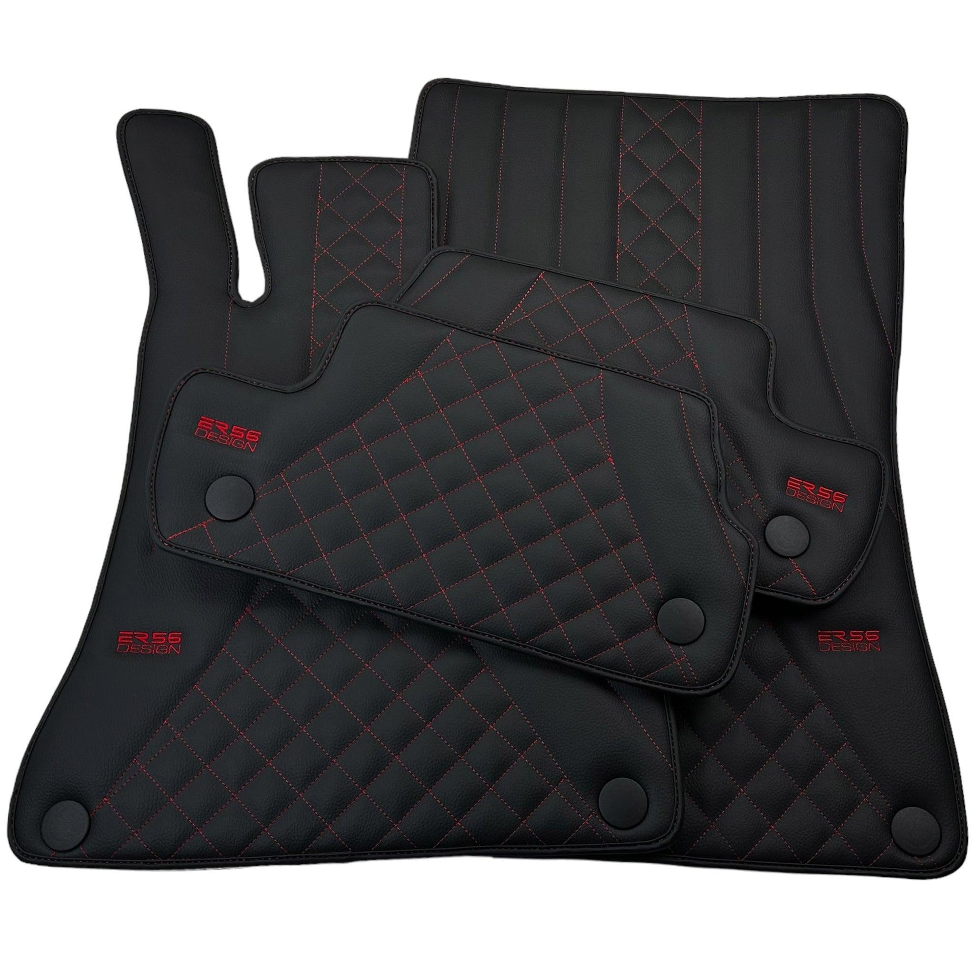 Black Leather Floor Mats For Mercedes Benz EQA-Class H243 (2021-2023) | ER56 Design - AutoWin
