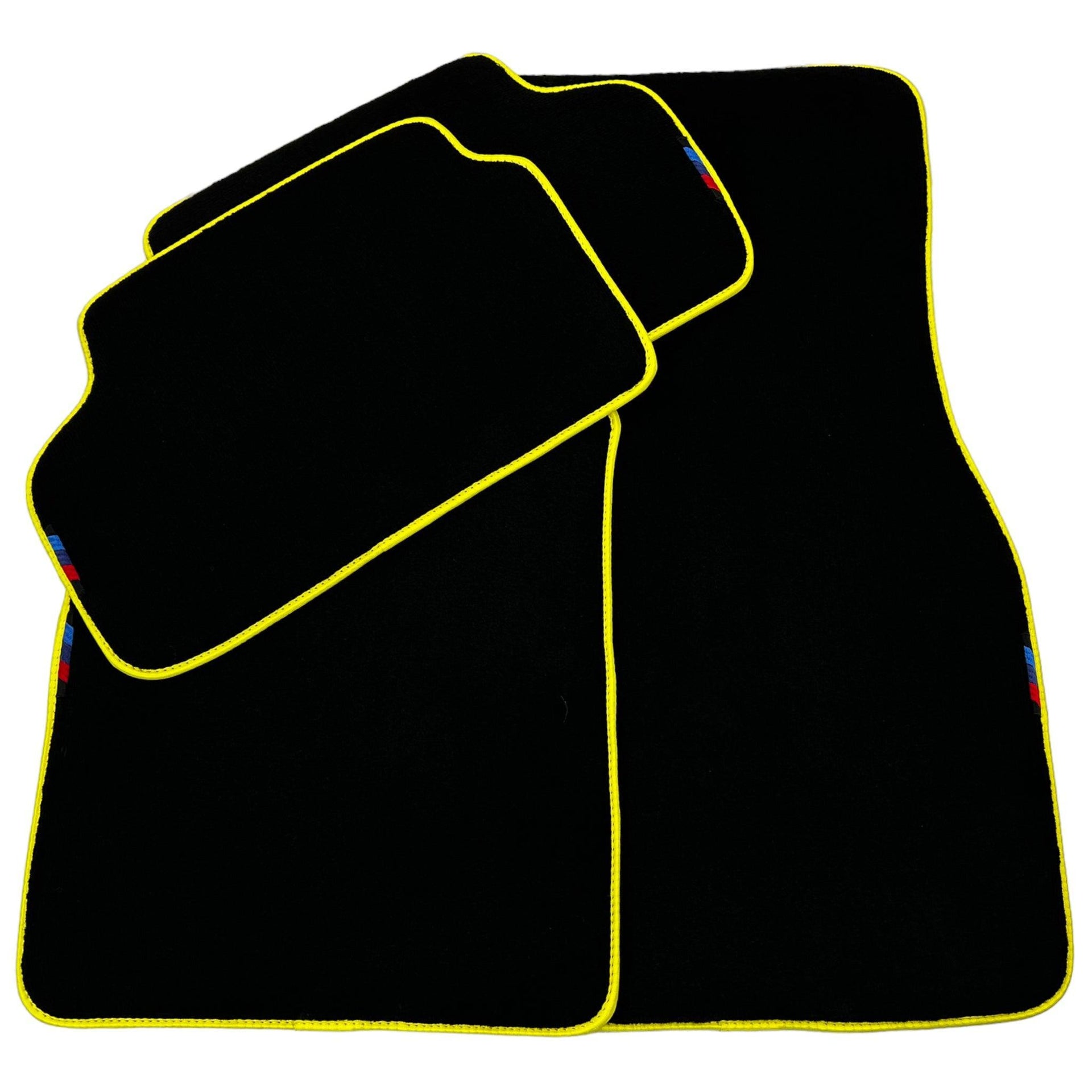 Black Mats For BMW 3 Series E36 Convertible | Yellow Trim - AutoWin