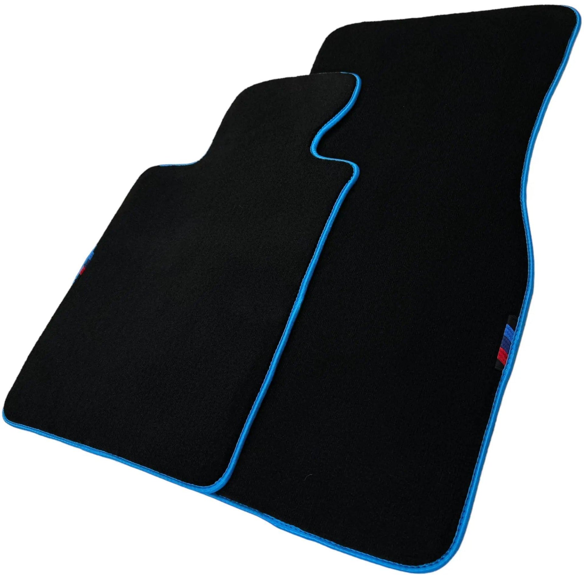 Black Mats For BMW 3 Series E46 Convertible | Sky Blue Trim - AutoWin
