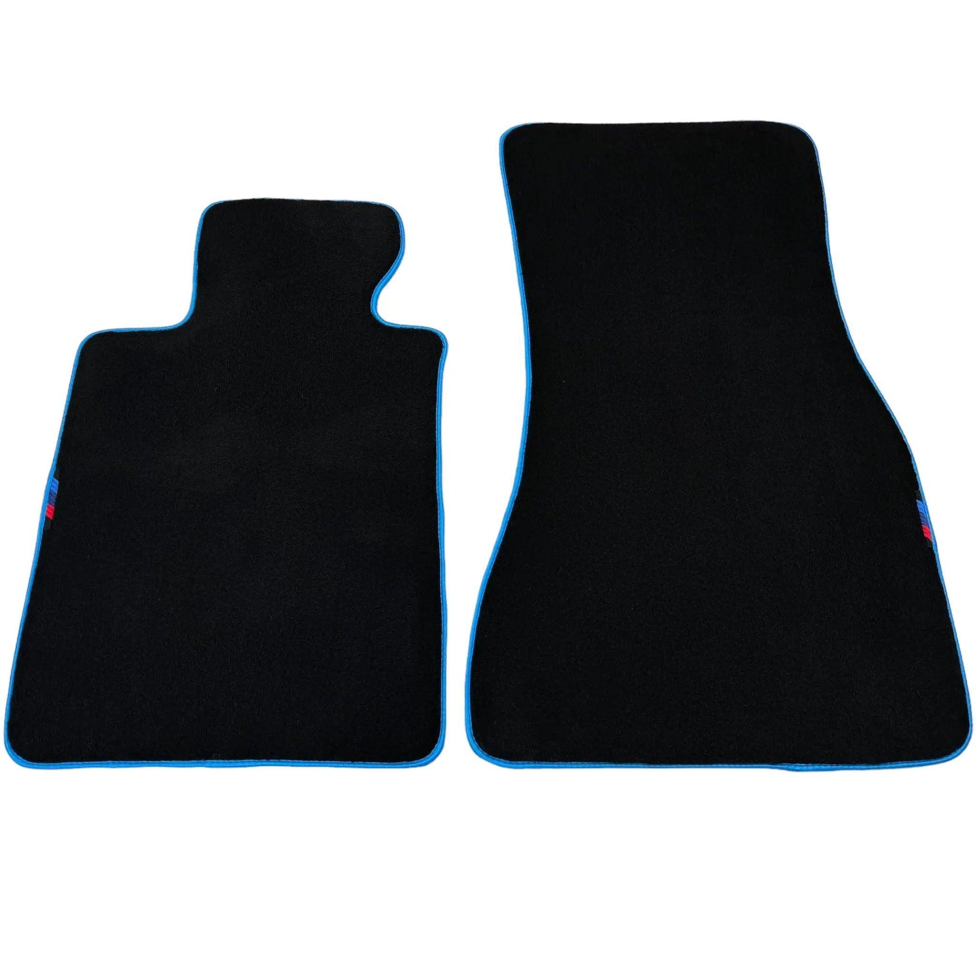 Black Mats For BMW 5 Series E61 Wagon | Sky Blue Trim - AutoWin